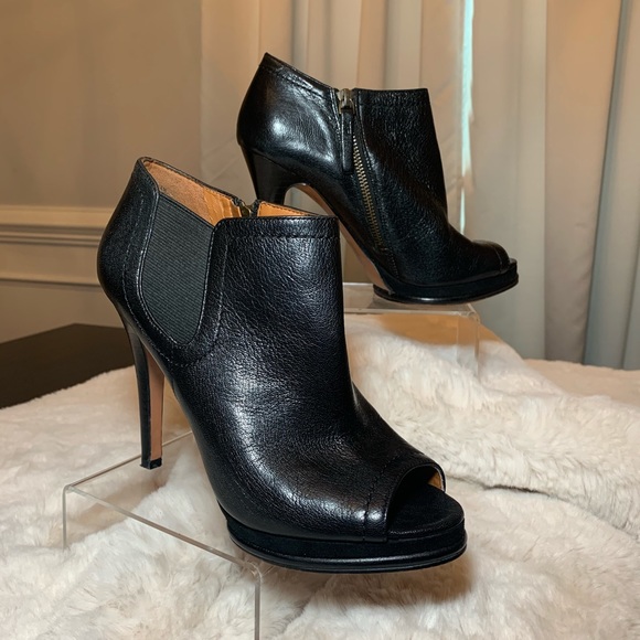 Nine West Women’s Leather Open Toe Booties 7.5 - Picture 2 of 3